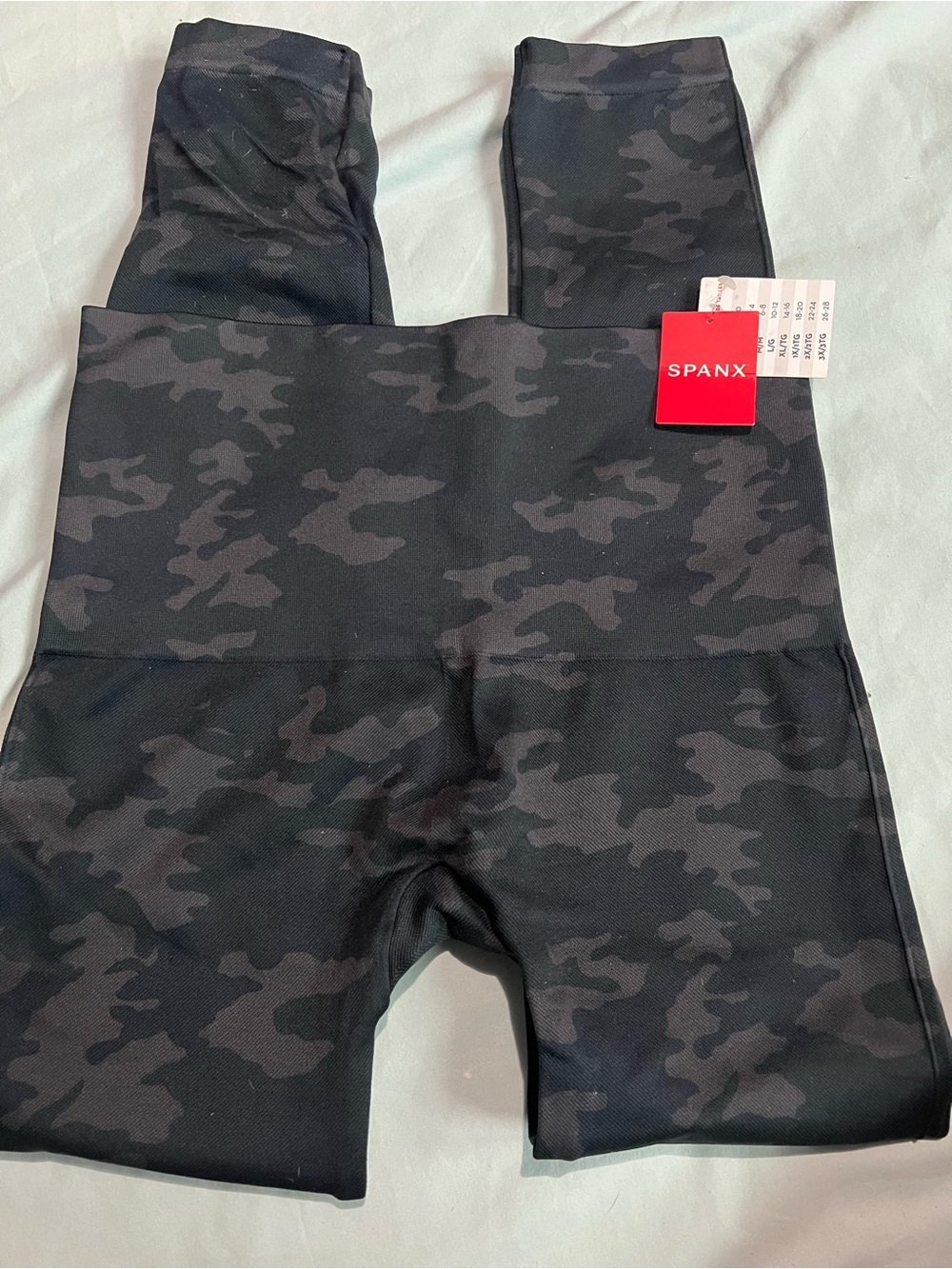 SPANX women’s Black & Charcoal Camo High-Waist Leggings NEW!! Size 1X